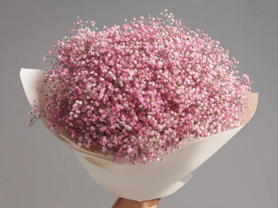 Монобукет из розовой гипсофилы