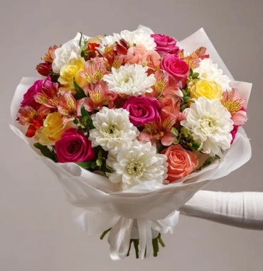 Букет с альстромериями «Взрыв цвета»