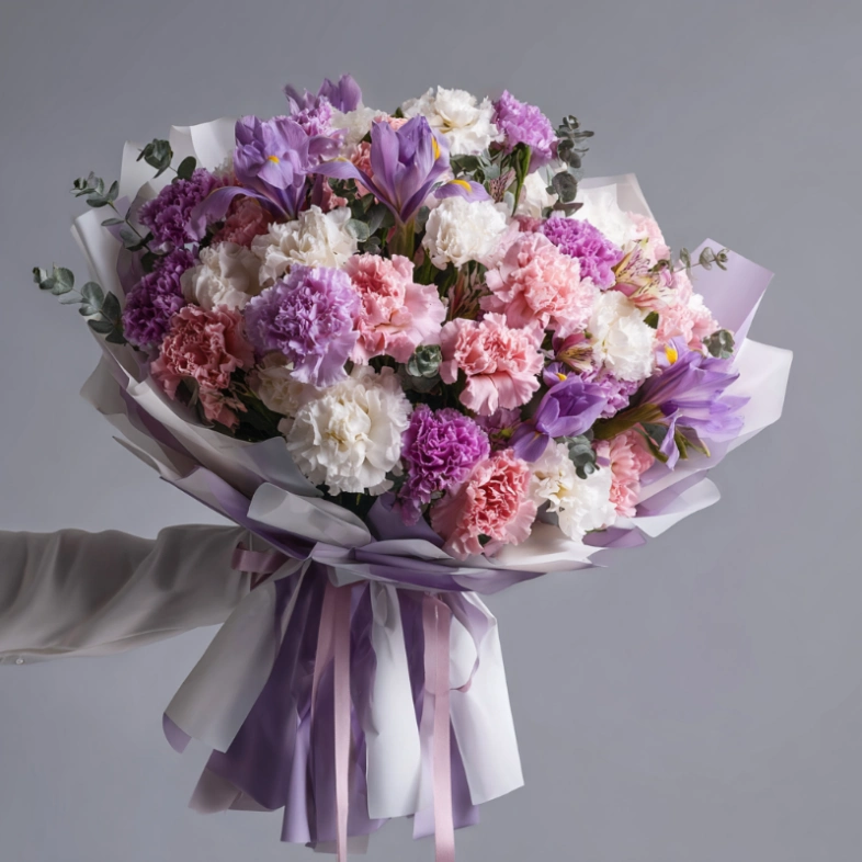 Букет с гвоздиками &laquo;Гармония оттенков&raquo;