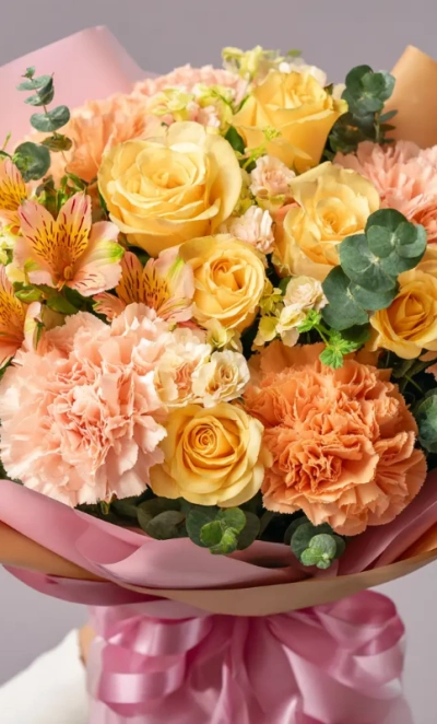 Букет с гвоздиками «Солнечный закат»