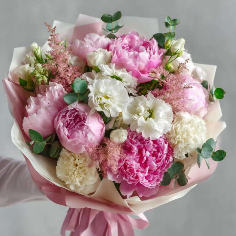 Букет с пионами &laquo;Пудровая нега&raquo;