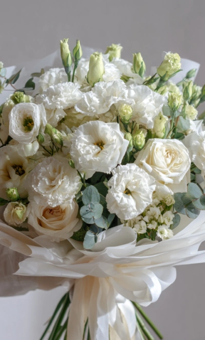 Букет с эустомами «Светлая вуаль»