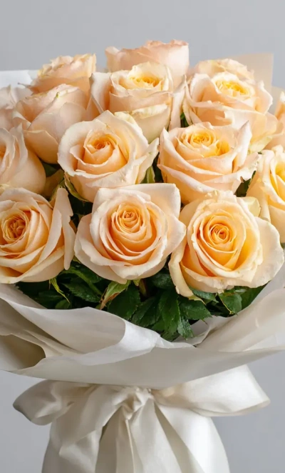15 персиковых эквадорских роз